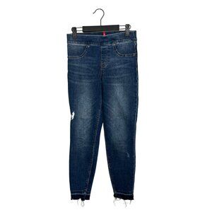 Spanx‎ Women's Pull On Skinny Jeans Size S Midrise Crop Ankle Distressed Raw Hem